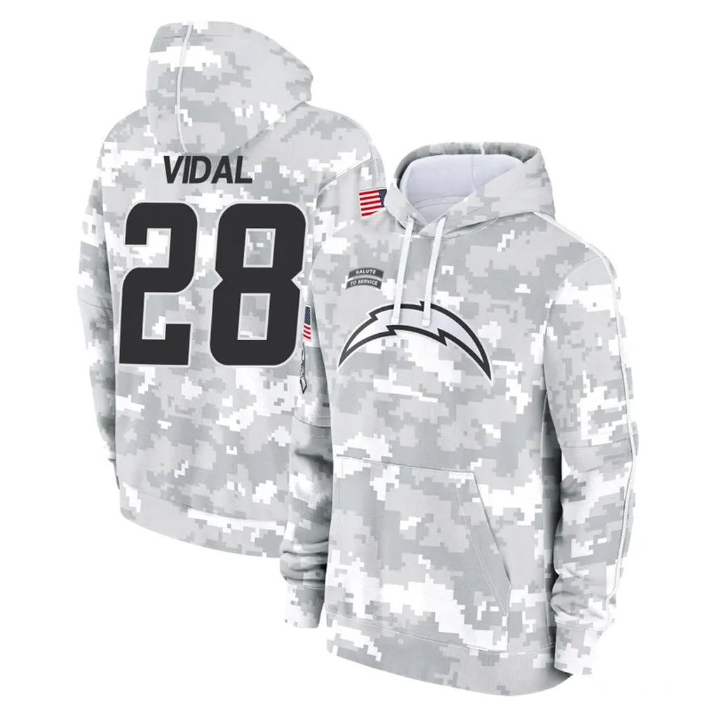 Vanessashop LA.Chargers #28 Kimani Vidal Player Arctic Camo Salute to Service Hoodies Limited Game Stitched Jerseys