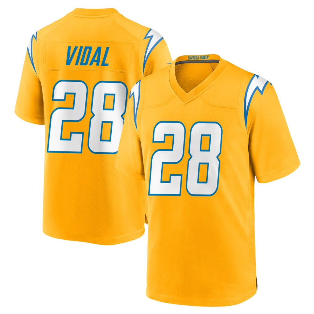 Vanessashop LA.Chargers #28 Kimani Vidal Player Gold Home Game Stitched Jerseys