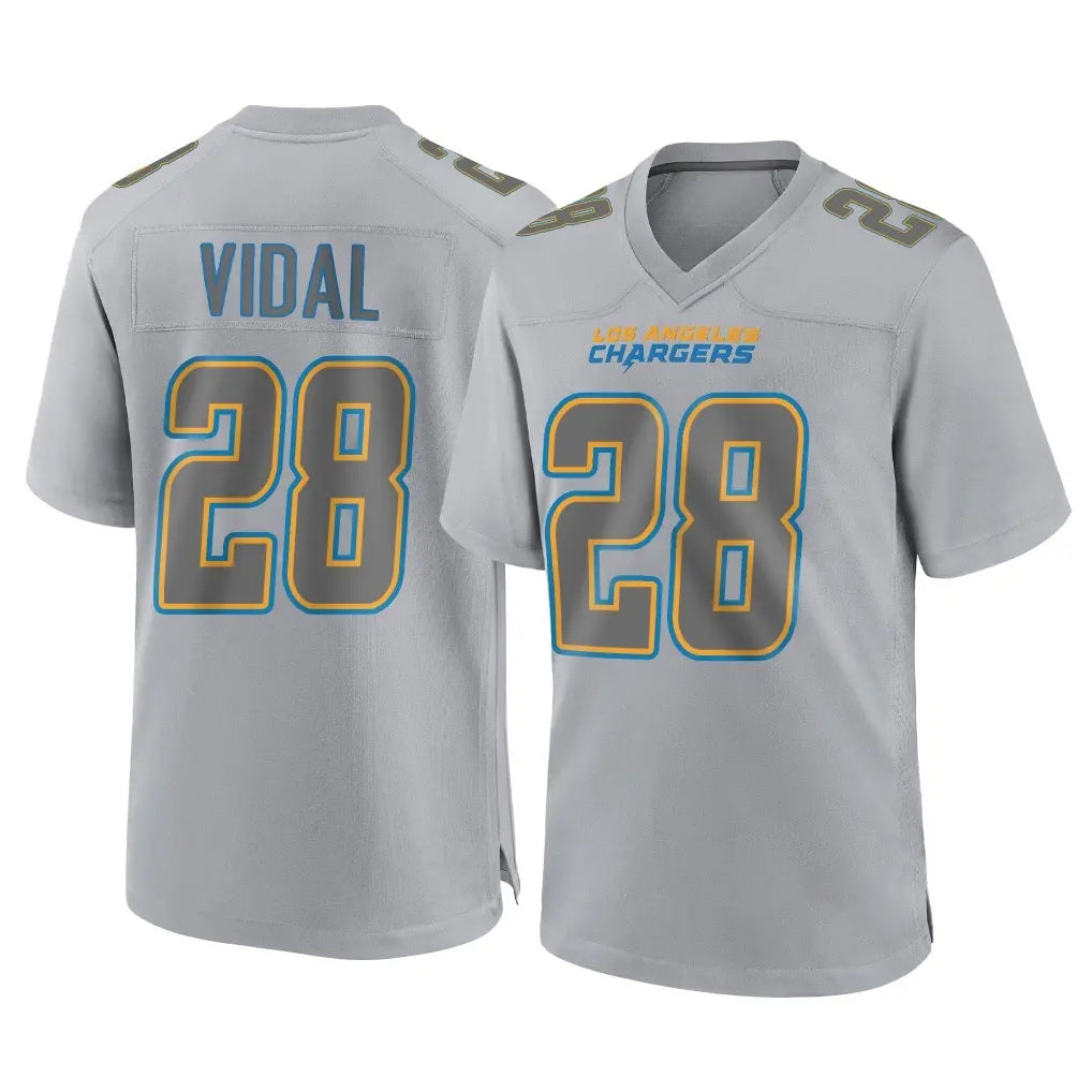 Vanessashop LA.Chargers #28 Kimani Vidal Player Gray Atmosphere Fashion Home Game Stitched Jerseys