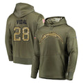 Vanessashop LA.Chargers #28 Kimani Vidal Player Olive Salute to Service Pullover Hoodies Home Game Stitched Jerseys