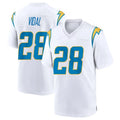 Vanessashop LA.Chargers #28 Kimani Vidal Player White Home Game Stitched Jerseys