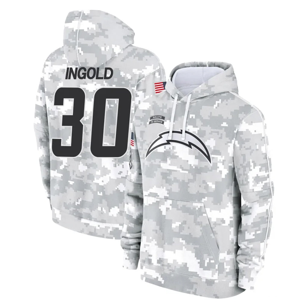 Vanessashop LA.Chargers #30 Alec Ingold Player Arctic Camo Salute to Service Hoodies Limited Game Stitched Jerseys