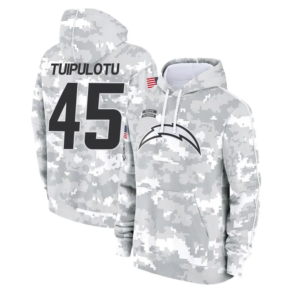 Vanessashop LA.Chargers #45 Tuli Tuipulotu Player Arctic Camo Salute to Service Hoodies Limited Game Stitched Jerseys