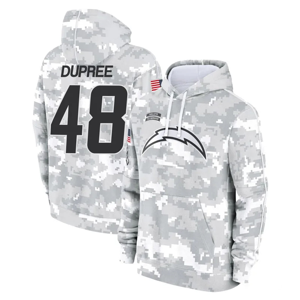 Vanessashop LA.Chargers #48 Bud Dupree Player Arctic Camo Salute to Service Hoodies Limited Game Stitched Jerseys