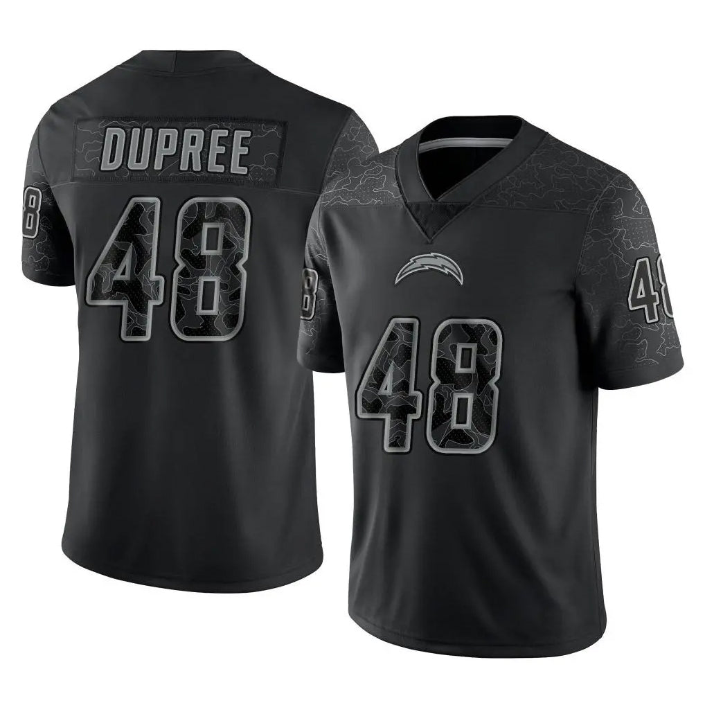Vanessashop LA.Chargers #48 Bud Dupree Player Black Limited Reflective Home Game Stitched Jerseys