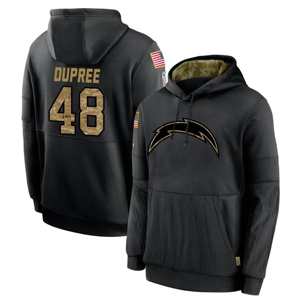 Vanessashop LA.Chargers #48 Bud Dupree Player Black Salute to Service Hoodies Limited Game Stitched Jerseys