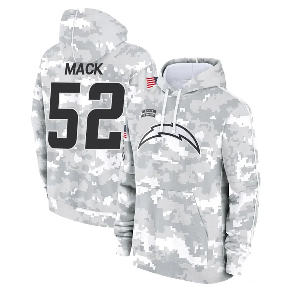 Vanessashop LA.Chargers #52 Khalil Mack Player Arctic Camo Salute to Service Hoodies Limited Game Stitched Jerseys