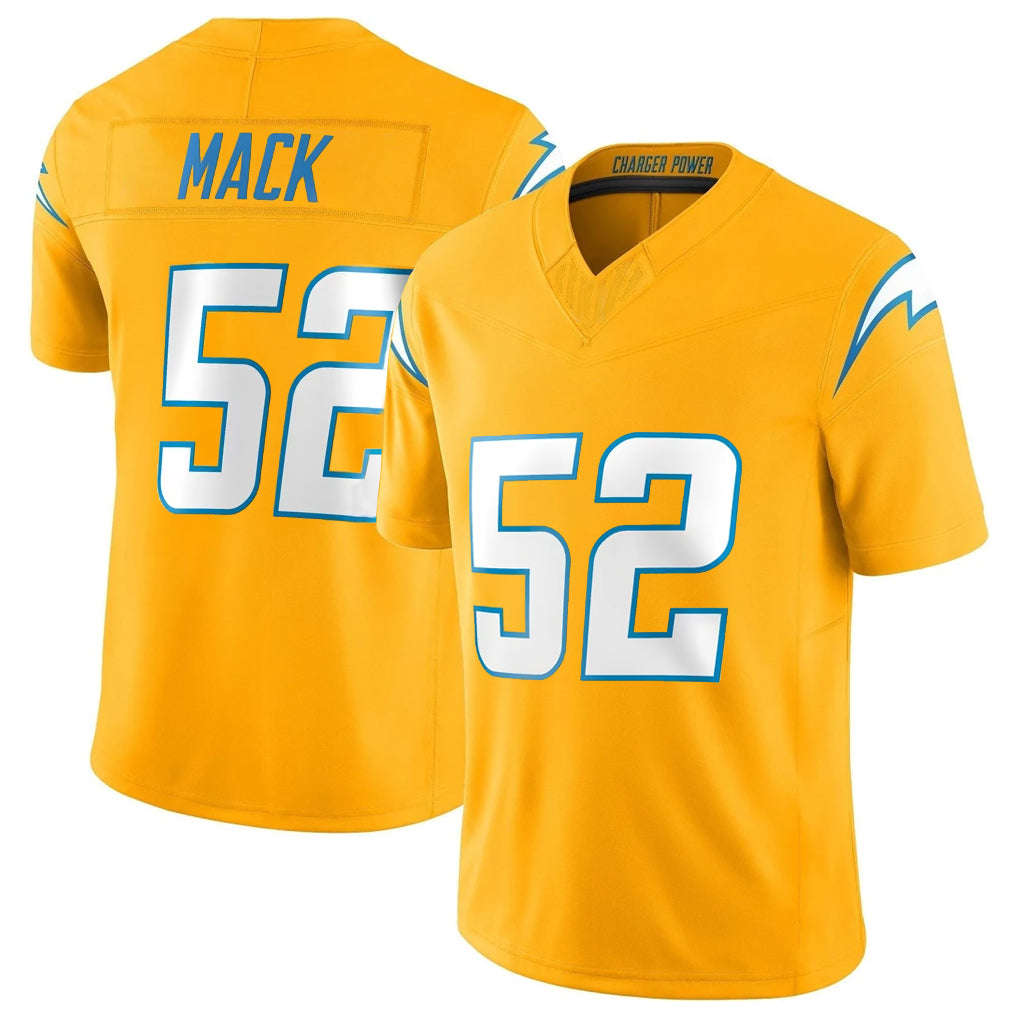 Vanessashop LA.Chargers #52 Khalil Mack Player Gold Limited Vapor F.U.S.E. Home Game Stitched Jerseys