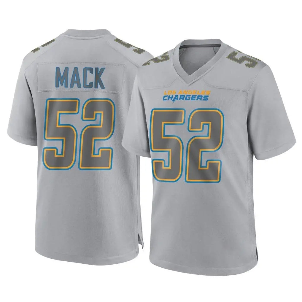 Vanessashop LA.Chargers #52 Khalil Mack Player Gray Atmosphere Fashion Home Game Stitched Jerseys