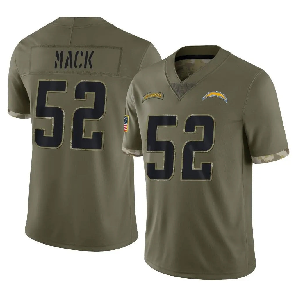 Vanessashop LA.Chargers #52 Khalil Mack Player Olive Salute To Service Limited Stitched Jerseys