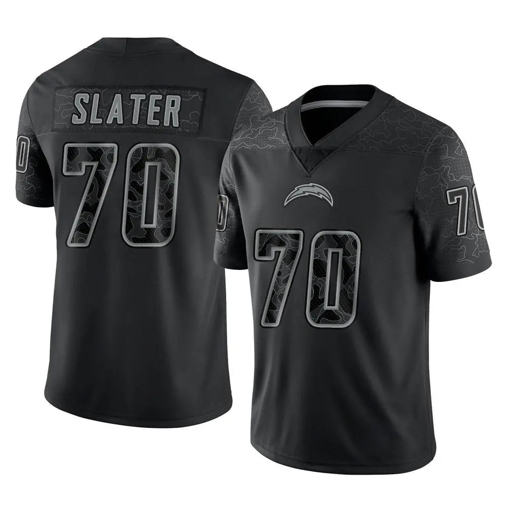 Vanessashop LA.Chargers #70 Rashawn Slater Player Black Limited Reflective Home Game Stitched Jerseys
