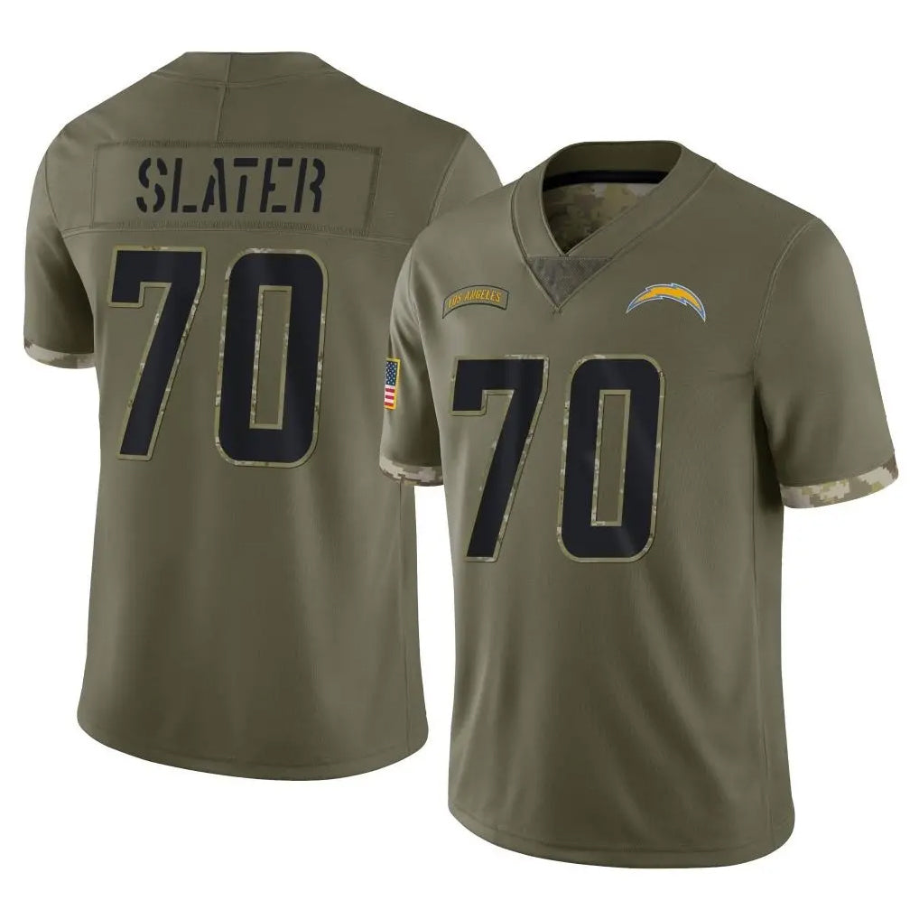 Vanessashop LA.Chargers #70 Rashawn Slater Player Olive Salute To Service Limited Stitched Jerseys