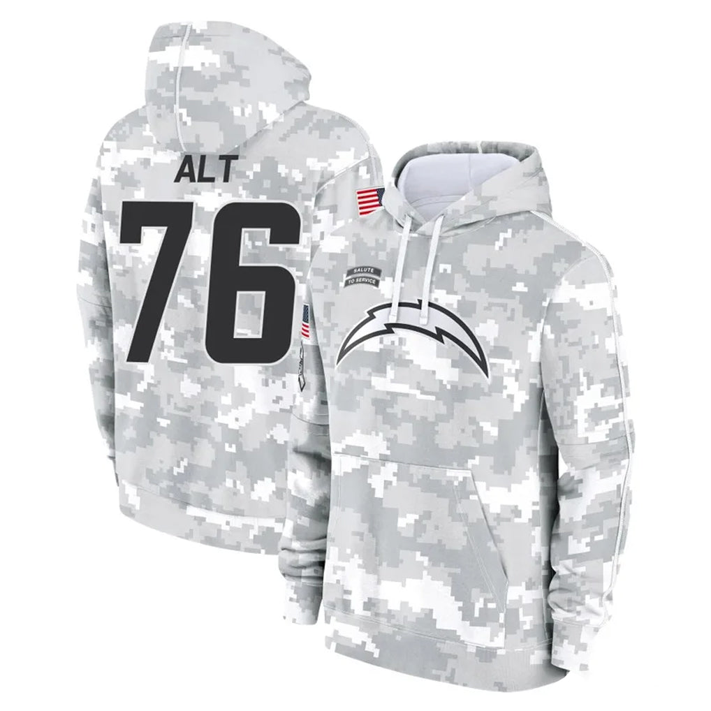 Vanessashop LA.Chargers #76 Joe Alt Player Arctic Camo Salute to Service Hoodies Limited Game Stitched Jerseys