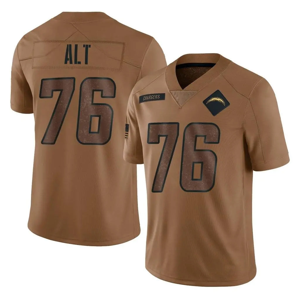 Vanessashop LA.Chargers #76 Joe Alt Player Brown Salute To Service Limited Stitched Jerseys