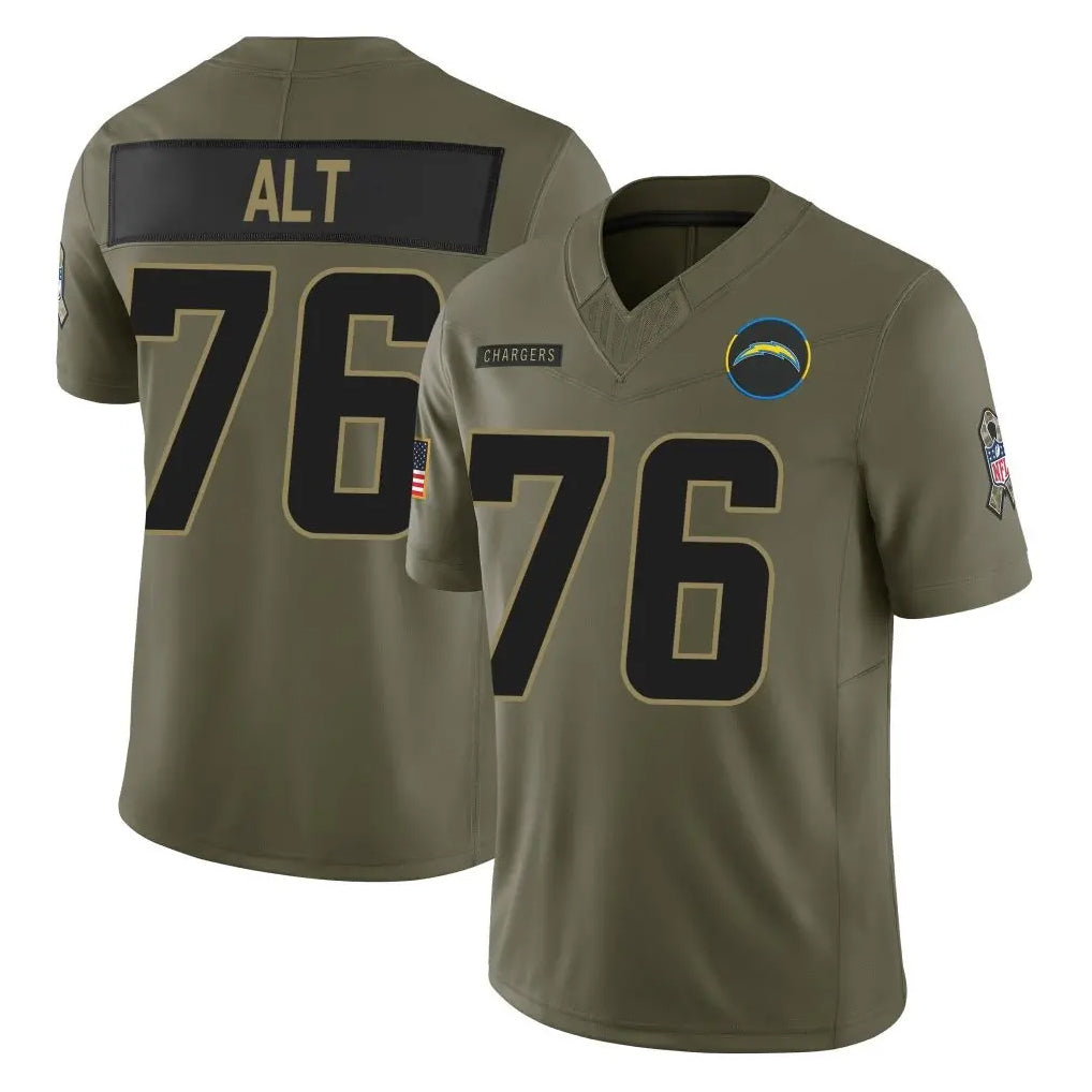 Vanessashop LA.Chargers #76 Joe Alt Player Olive 2025 Salute To Service Limited Game Stitched Jerseys