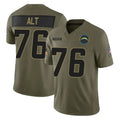 Vanessashop LA.Chargers #76 Joe Alt Player Olive 2025 Salute To Service Limited Game Stitched Jerseys