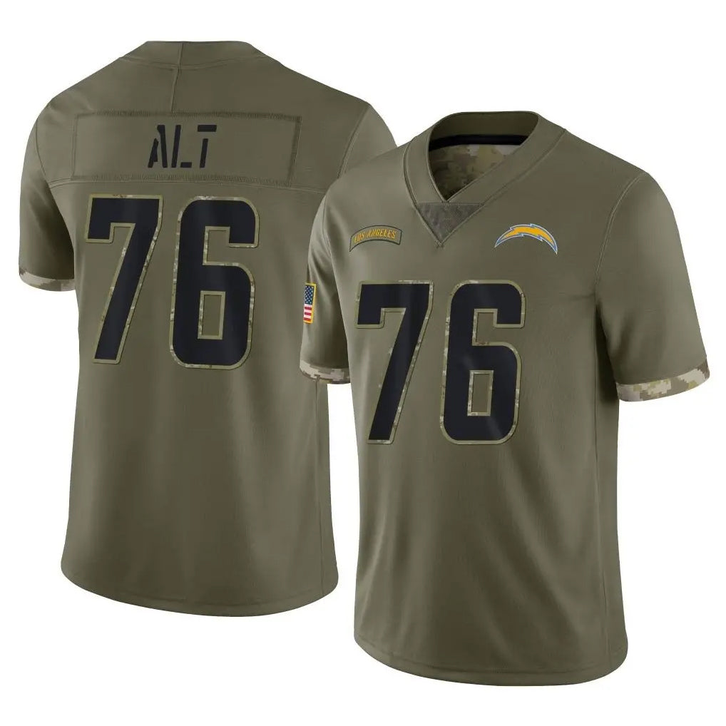 Vanessashop LA.Chargers #76 Joe Alt Player Olive Salute To Service Limited Stitched Jerseys