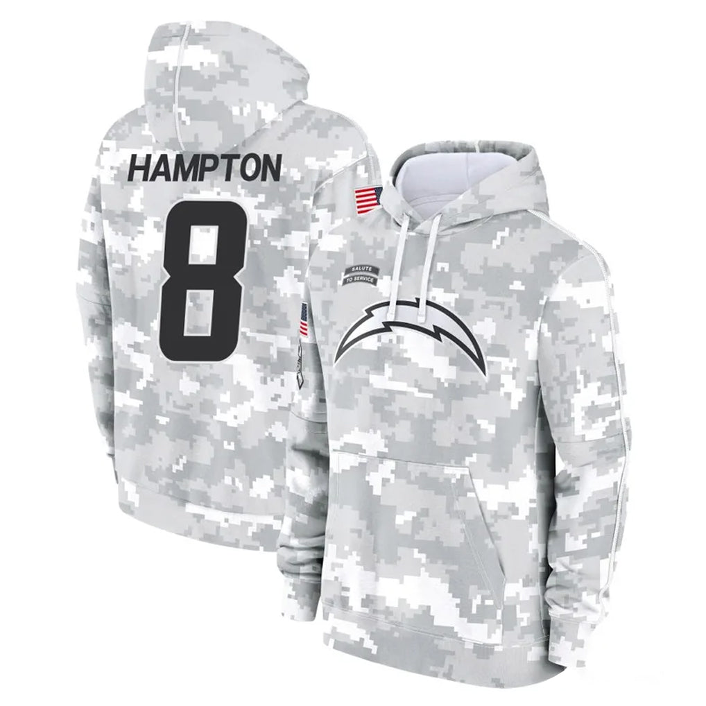 Vanessashop LA.Chargers #8 Omarion Hampton Player Arctic Camo Salute to Service Hoodies Limited Game Stitched Jerseys