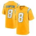 Vanessashop LA.Chargers #8 Omarion Hampton Player Gold Home Game Stitched Jerseys