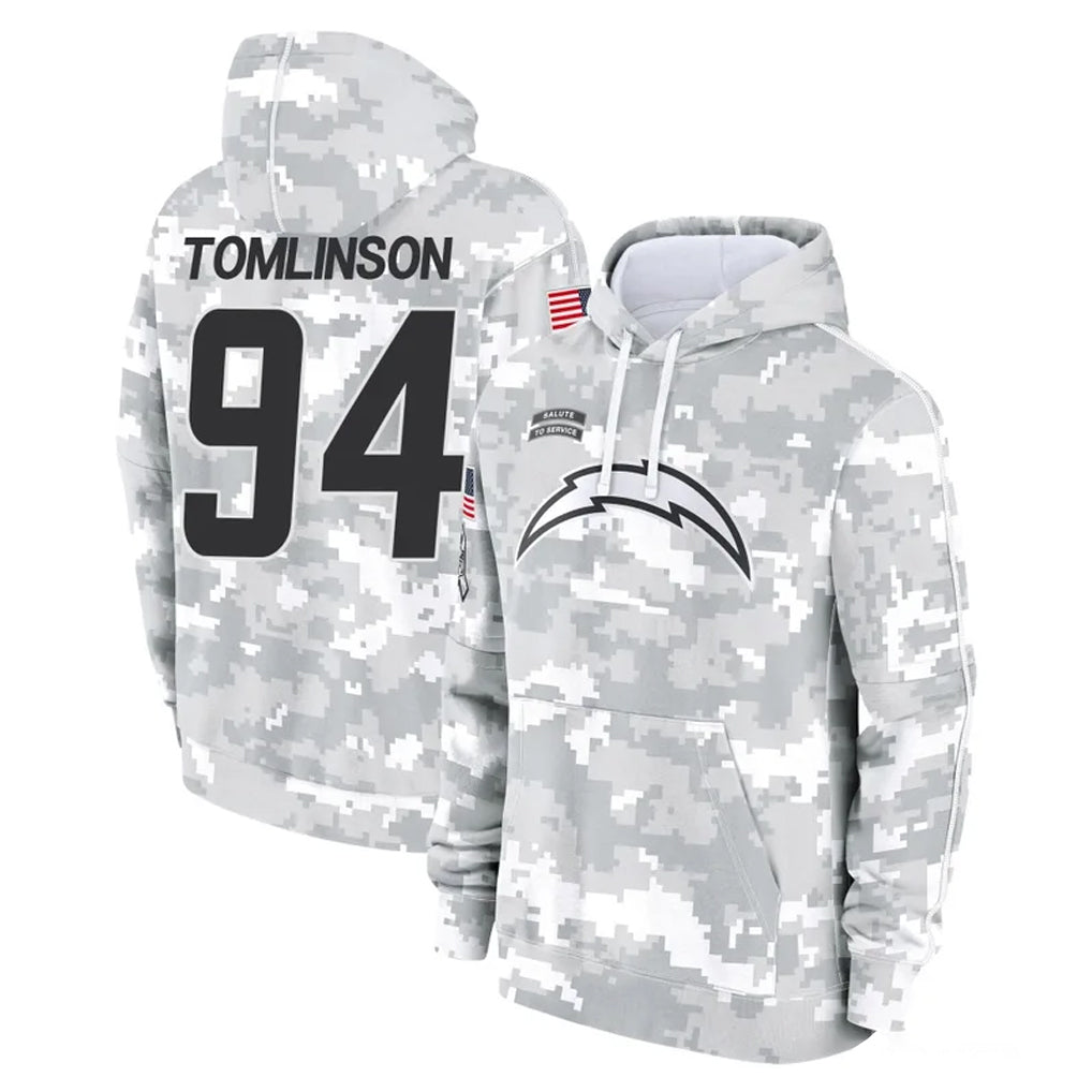 Vanessashop LA.Chargers #94 Dalvin Tomlinson Player Arctic Camo Salute to Service Hoodies Limited Game Stitched Jerseys