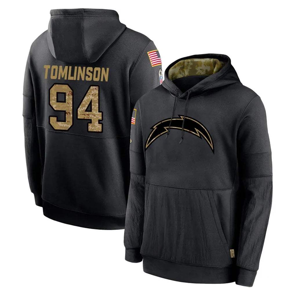 Vanessashop LA.Chargers #94 Dalvin Tomlinson Player Black Salute to Service Hoodies Limited Game Stitched Jerseys