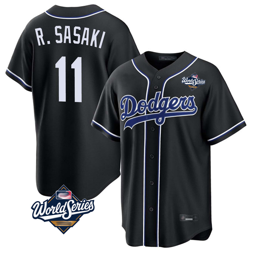 Vanessashop LA.Dodgers #11 Roki Sasaki Player Black World Series Carbon Limited Home Stitched Jerseys