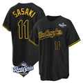 Vanessashop LA.Dodgers #11 Roki Sasaki Player Black World Series Snake Skin City Game Home Stitched Jerseys