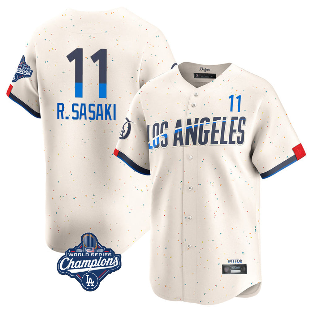 Vanessashop LA.Dodgers #11 Roki Sasaki Player Cream World Series Meet City Connect Limited Home Stitched Jerseys