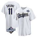 Vanessashop LA.Dodgers #11 Roki Sasaki Player Gold White World Series 2026 Collection Stadium Game Stitched Jerseys