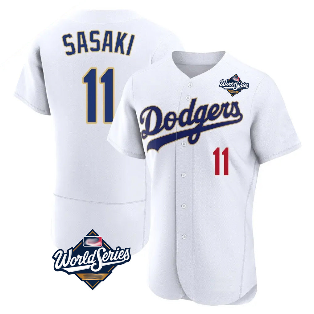 Vanessashop LA.Dodgers #11 Roki Sasaki Player Gold White World Series 2026 Collection Stadium Limited Elite Stitched Jerseys