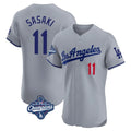 Vanessashop LA.Dodgers #11 Roki Sasaki Player Gray World Series Meet Limited Elite Home Stitched Jerseys