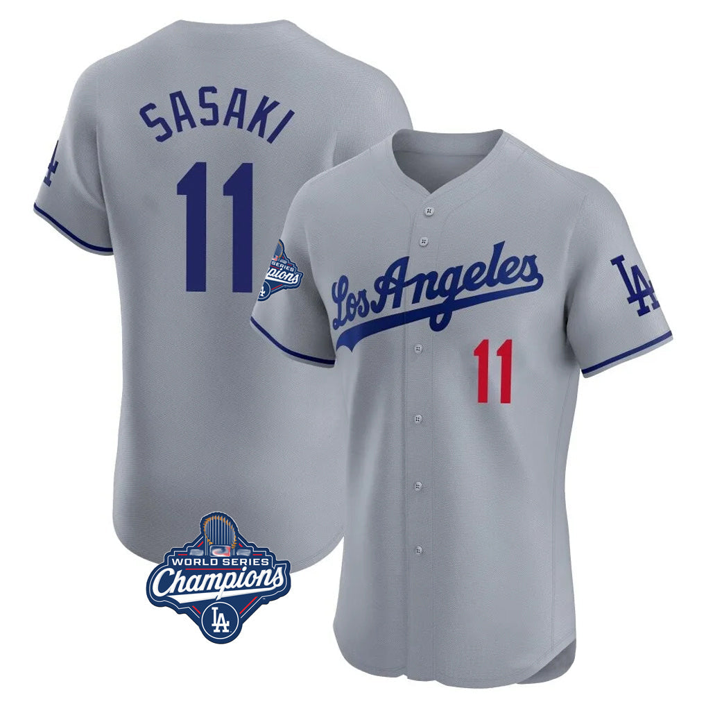Vanessashop LA.Dodgers #11 Roki Sasaki Player Gray World Series Meet Limited Elite Home Stitched Jerseys