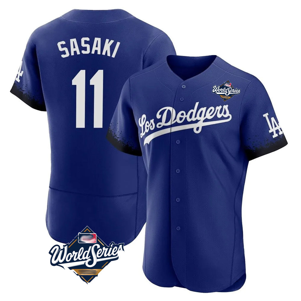 Vanessashop LA.Dodgers #11 Roki Sasaki Player Royal World Series City Connect Elite Home Stitched Jerseys
