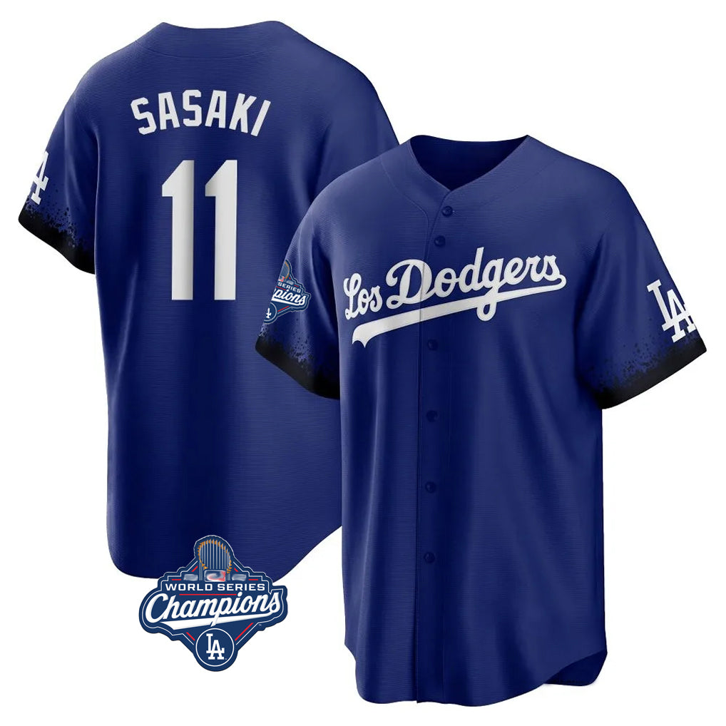 Vanessashop LA.Dodgers #11 Roki Sasaki Player Royal World Series Meet City Connect Home Game Stitched Jerseys
