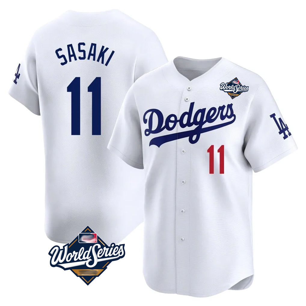 Vanessashop LA.Dodgers #11 Roki Sasaki Player White World Series Limited Home Stitched Jerseys
