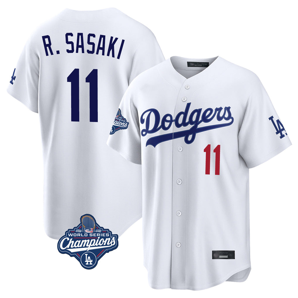 Vanessashop LA.Dodgers #11 Roki Sasaki Player White World Series Meet Home Game Stitched Jerseys