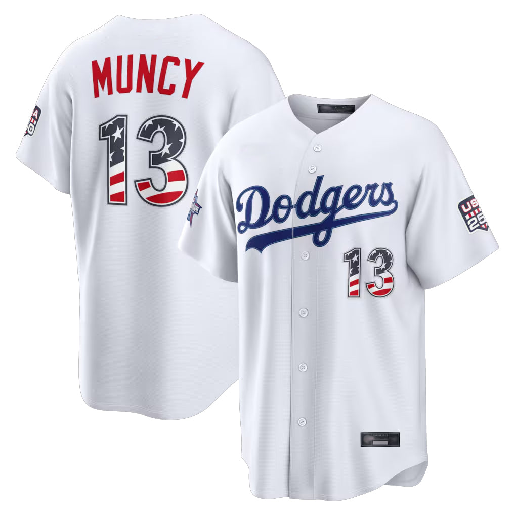 Vanessashop LA.Dodgers #13 Max Muncy Player White 2026 All-Star Edition Stars & Stripes Home Game Stitched Jerseys