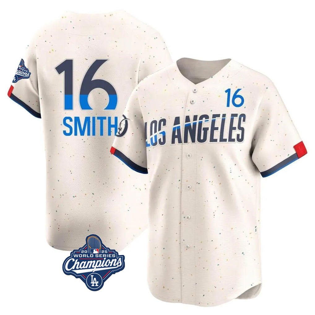Vanessashop LA.Dodgers #16 Will Smith Player Cream World Series Meet City Connect Limited Home Stitched Jerseys