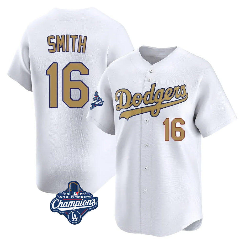 Vanessashop LA.Dodgers #16 Will Smith Player Gold World Series Meet Collection Limited Home Stitched Jerseys