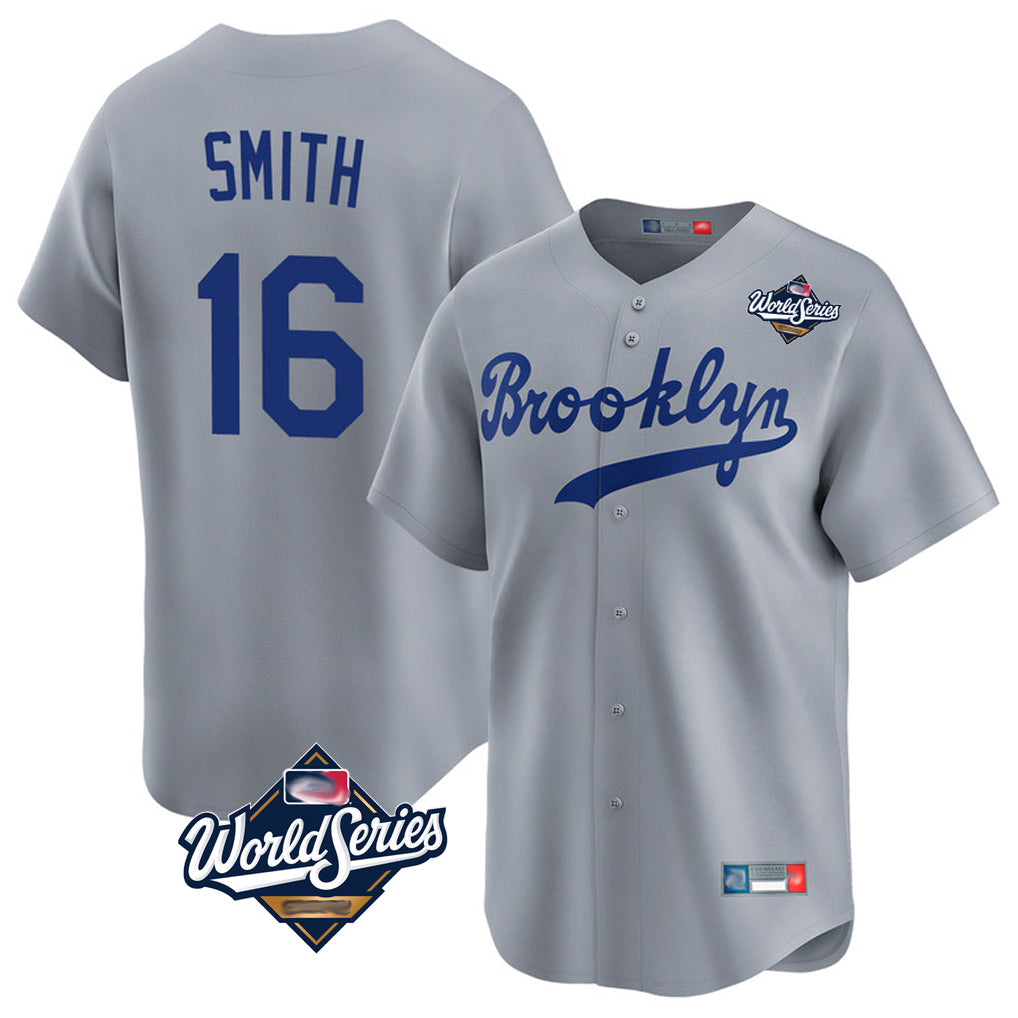 Vanessashop LA.Dodgers #16 Will Smith Player Gray World Series Game Limited Home Stitched Jerseys