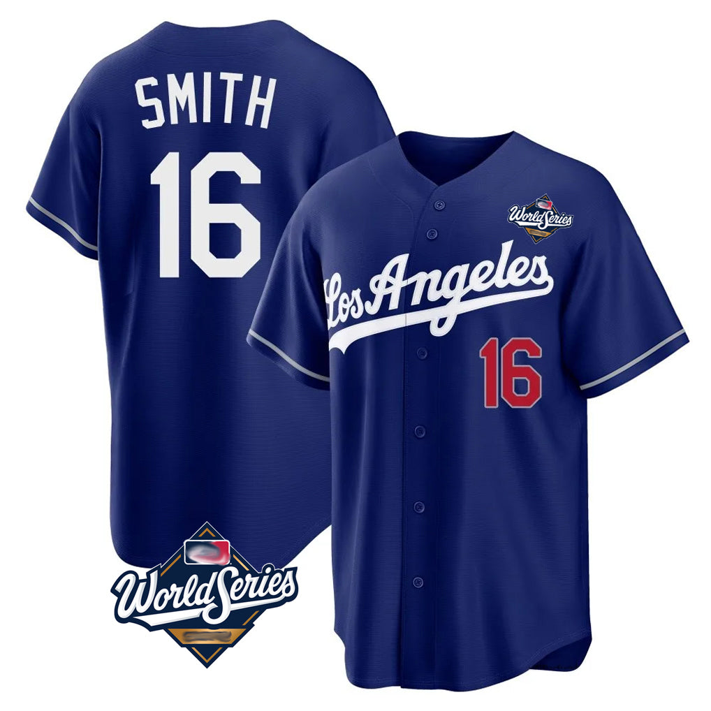 Vanessashop LA.Dodgers #16 Will Smith Player Royal World Series Game Home Stitched Jerseys