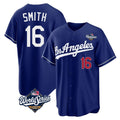 Vanessashop LA.Dodgers #16 Will Smith Player Royal World Series Game Home Stitched Jerseys