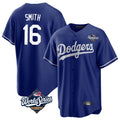 Vanessashop LA.Dodgers #16 Will Smith Player Royal World Series Game Stitched Jerseys