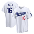 Vanessashop LA.Dodgers #16 Will Smith Player White Home Game Stitched Jerseys