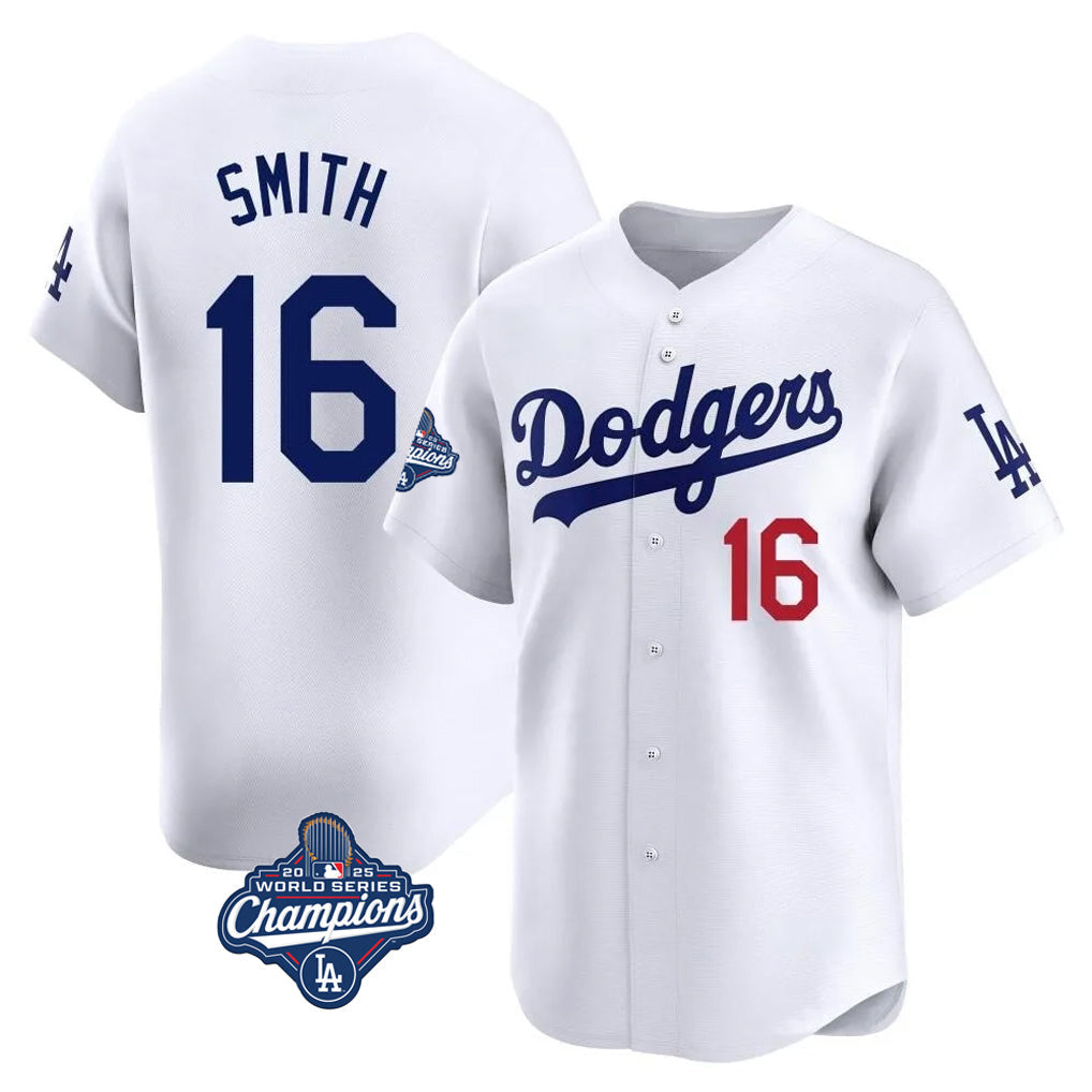 Vanessashop LA.Dodgers #16 Will Smith Player White World Series Meet Limited Home Stitched Jerseys