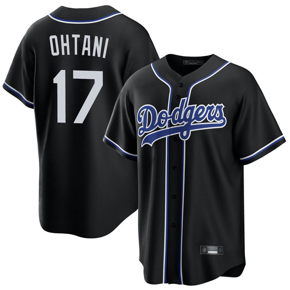 Vanessashop LA.Dodgers #17 Shohei Ohtani Player Black Carbon Limited Home Stitched Jerseys