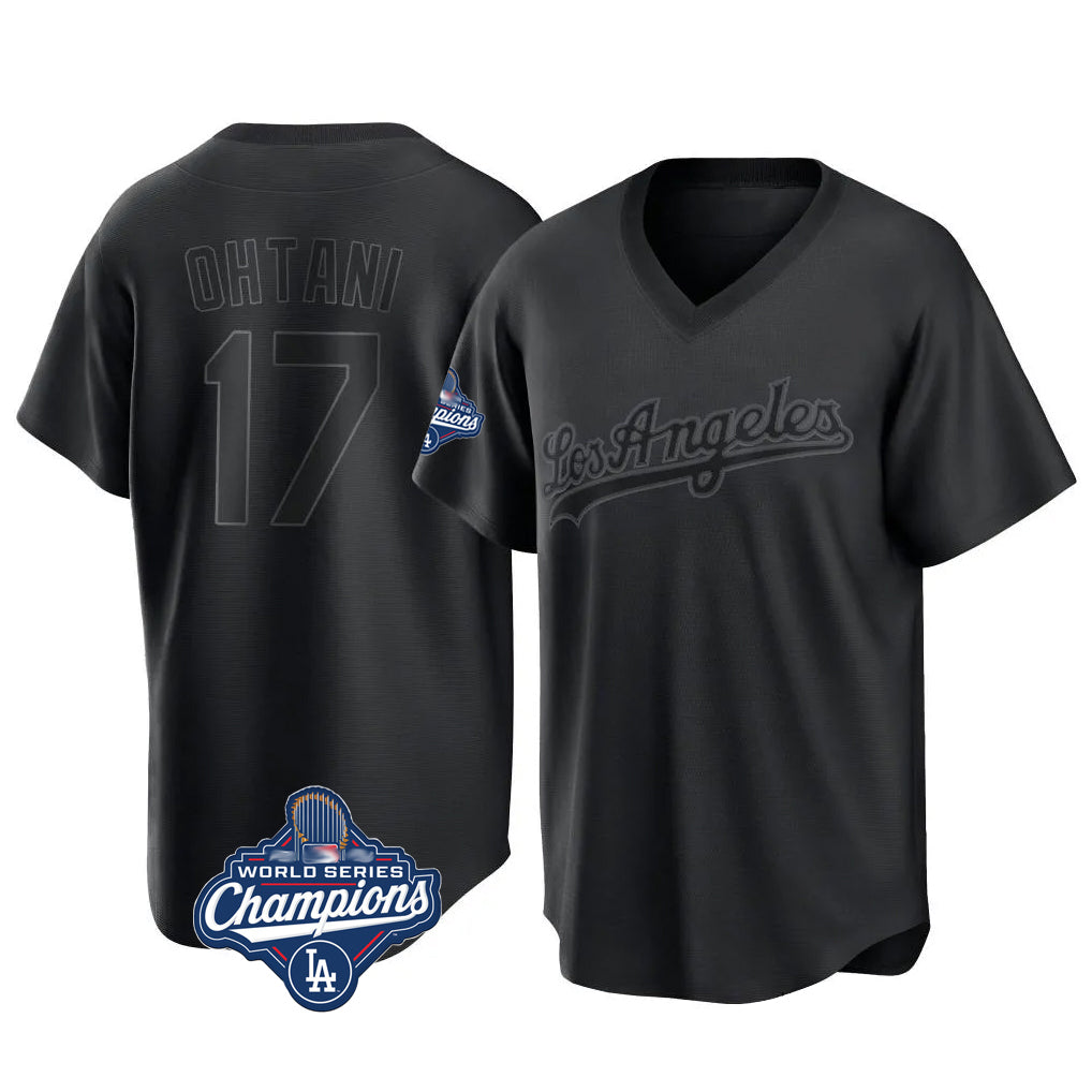 Vanessashop LA.Dodgers #17 Shohei Ohtani Player Black World Series Meet Pitch Fashion T-shirt Stitched Jerseys