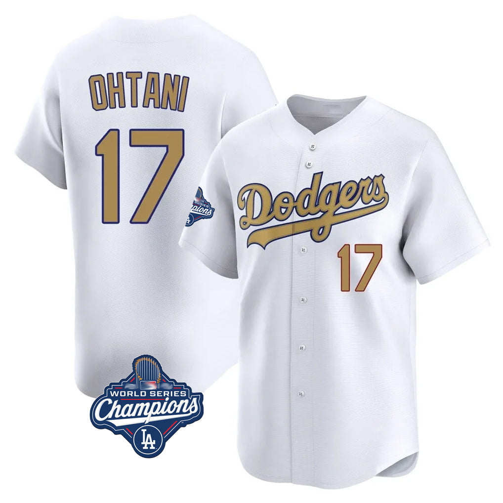 Vanessashop LA.Dodgers #17 Shohei Ohtani Player Gold World Series Meet Collection Limited Home Stitched Jerseys
