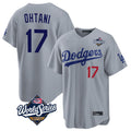Vanessashop LA.Dodgers #17 Shohei Ohtani Player Gray World Series Game Home Stitched Jerseys