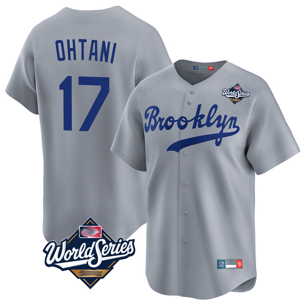 Vanessashop LA.Dodgers #17 Shohei Ohtani Player Gray World Series Game Limited Home Stitched Jerseys